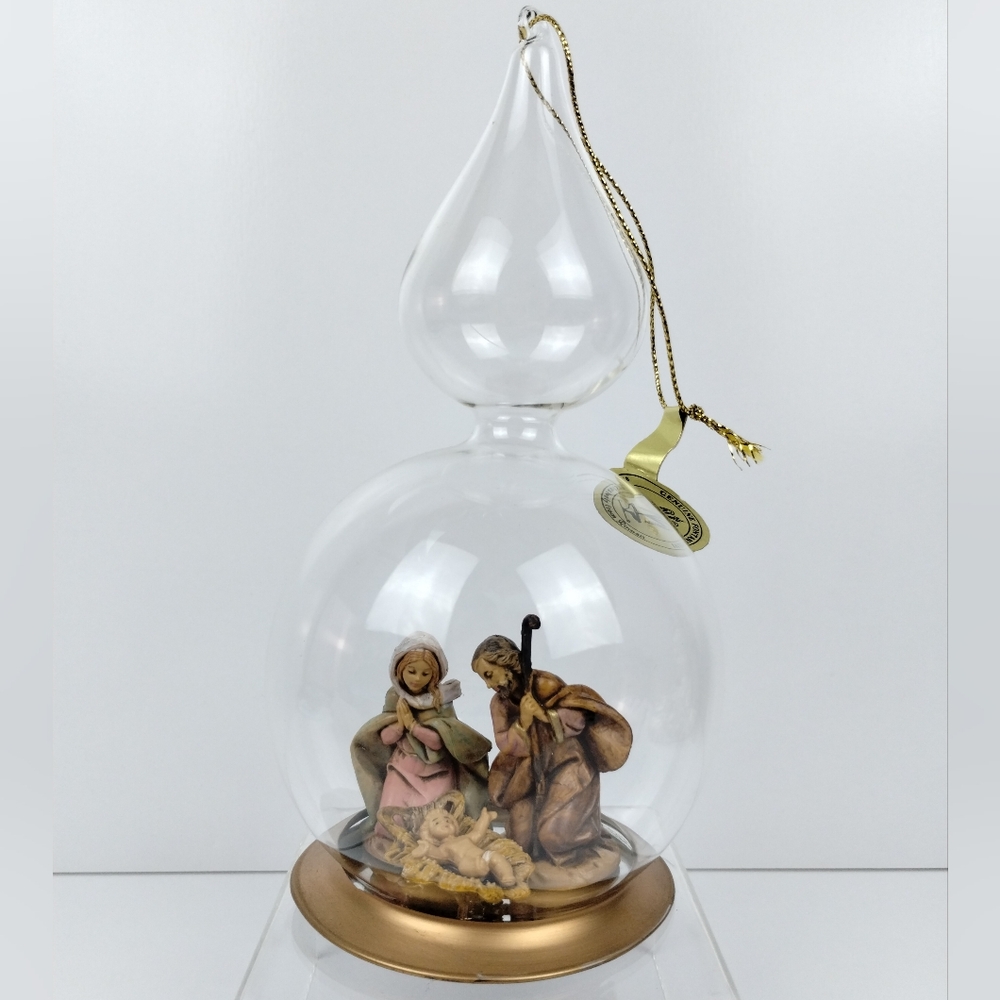 Fontanini HOLY FAMILY Blown GLASS ORNAMENT 56187 Nativity 6.5" H BOX WEAR READ